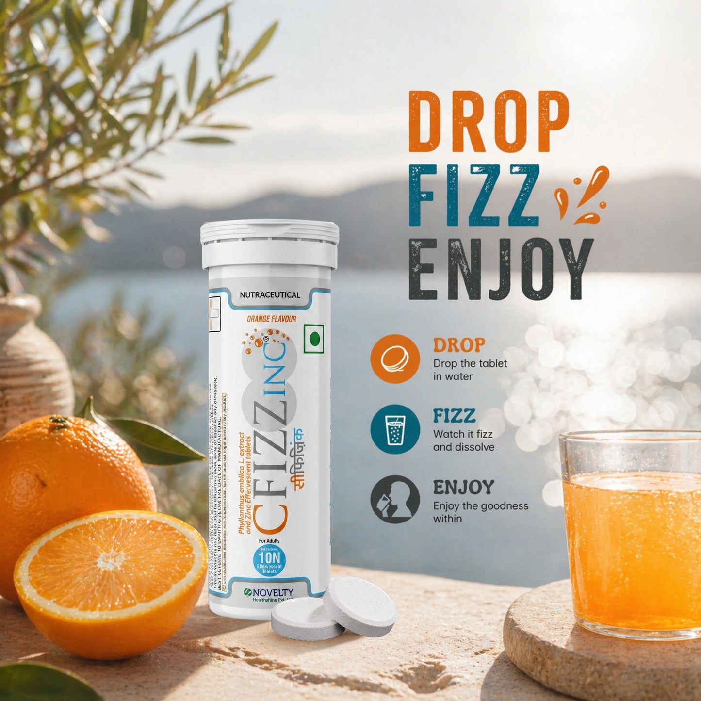 Cfizzinc – Vitamin C & Zinc Effervescent Tablet for Immunity & Skin