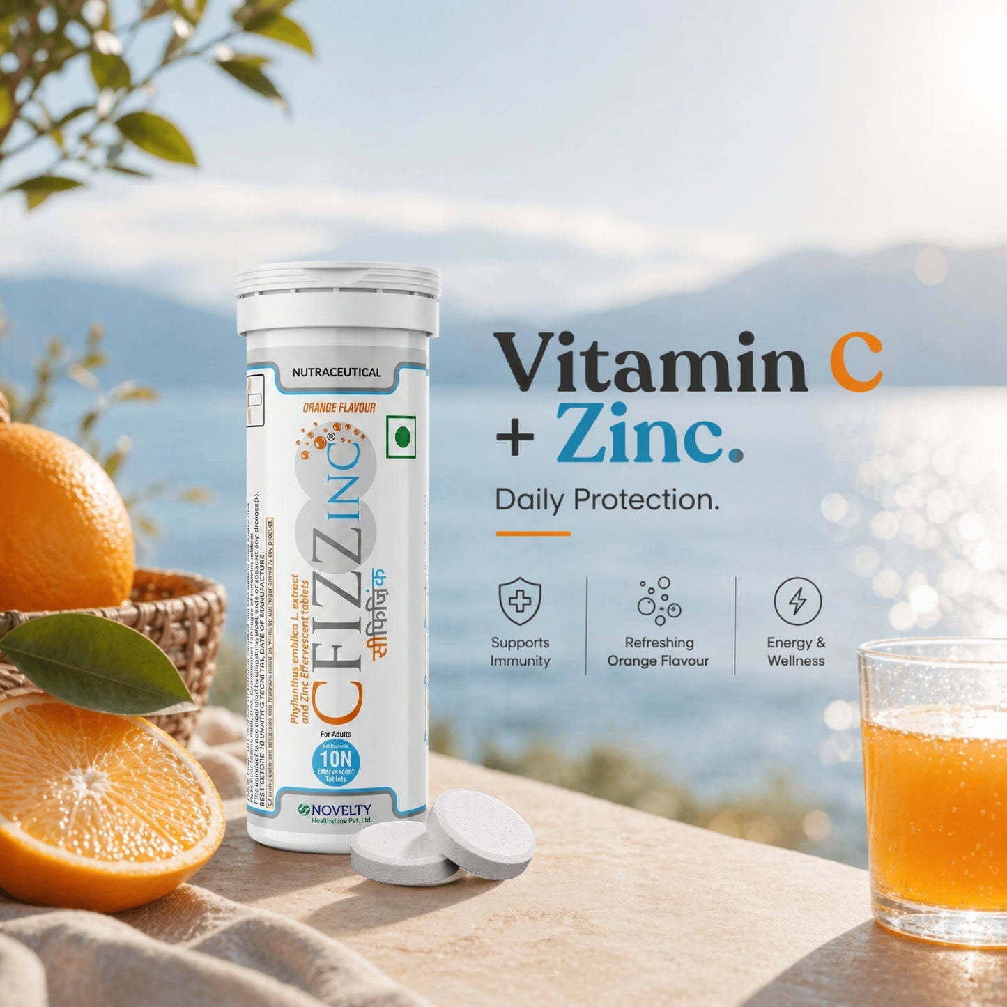Cfizzinc – Vitamin C & Zinc Effervescent Tablet for Immunity & Skin