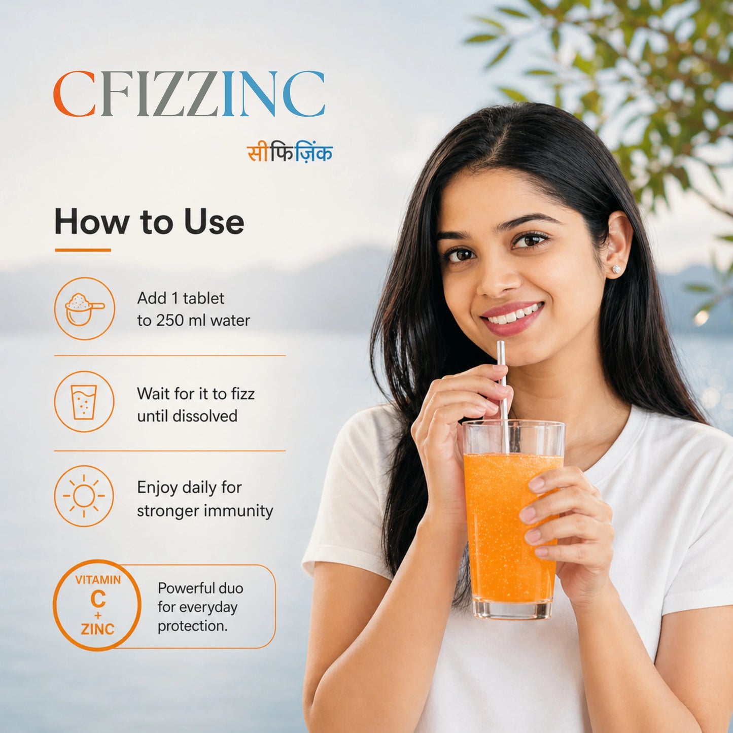 Cfizzinc – Vitamin C & Zinc Effervescent Tablet for Immunity & Skin