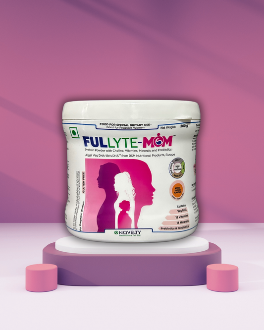 Fullyte Mom Jar in a pink background on a pink stage