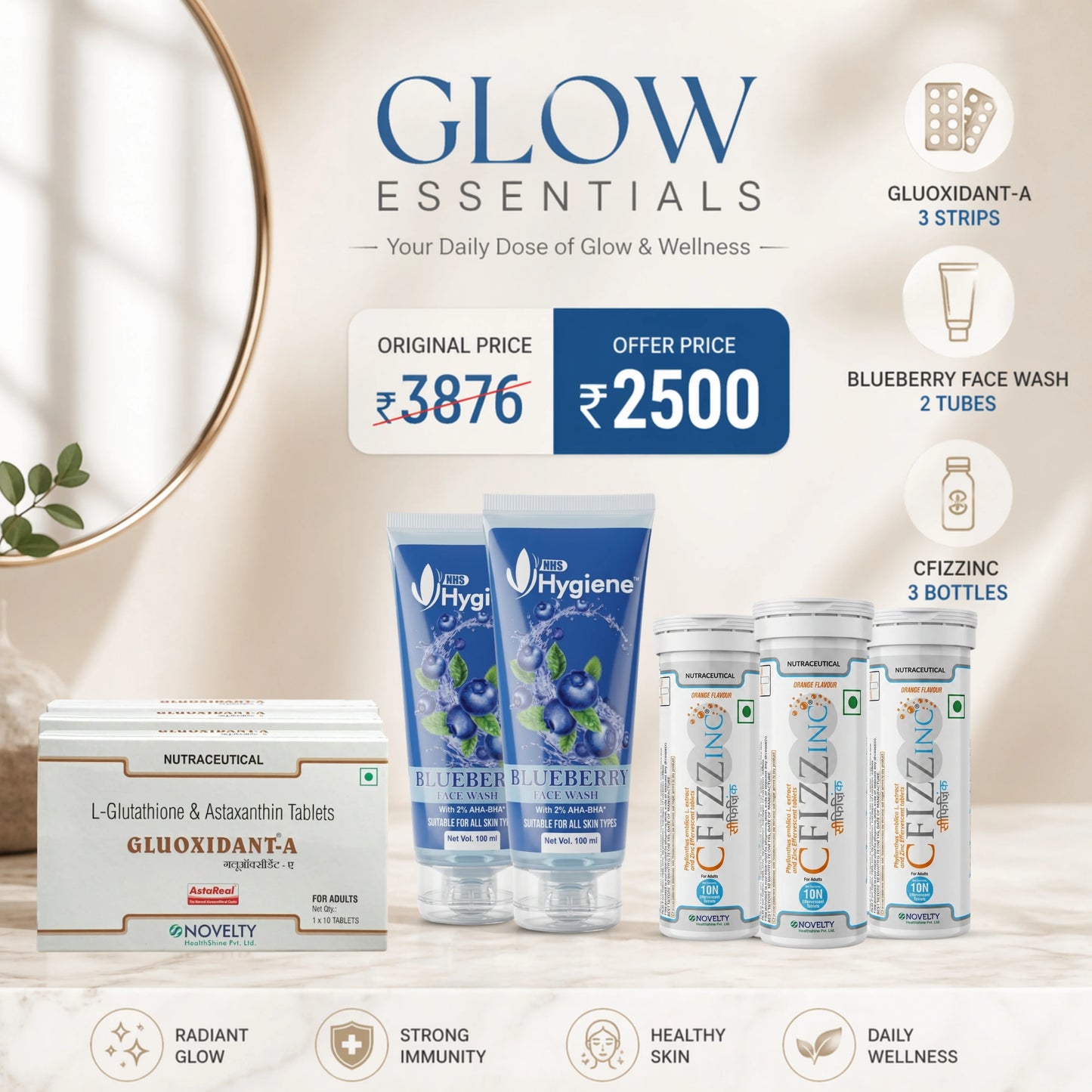 Glow Essentials Kit –  1 Month Complete Skin Transformation (Inside + Out)