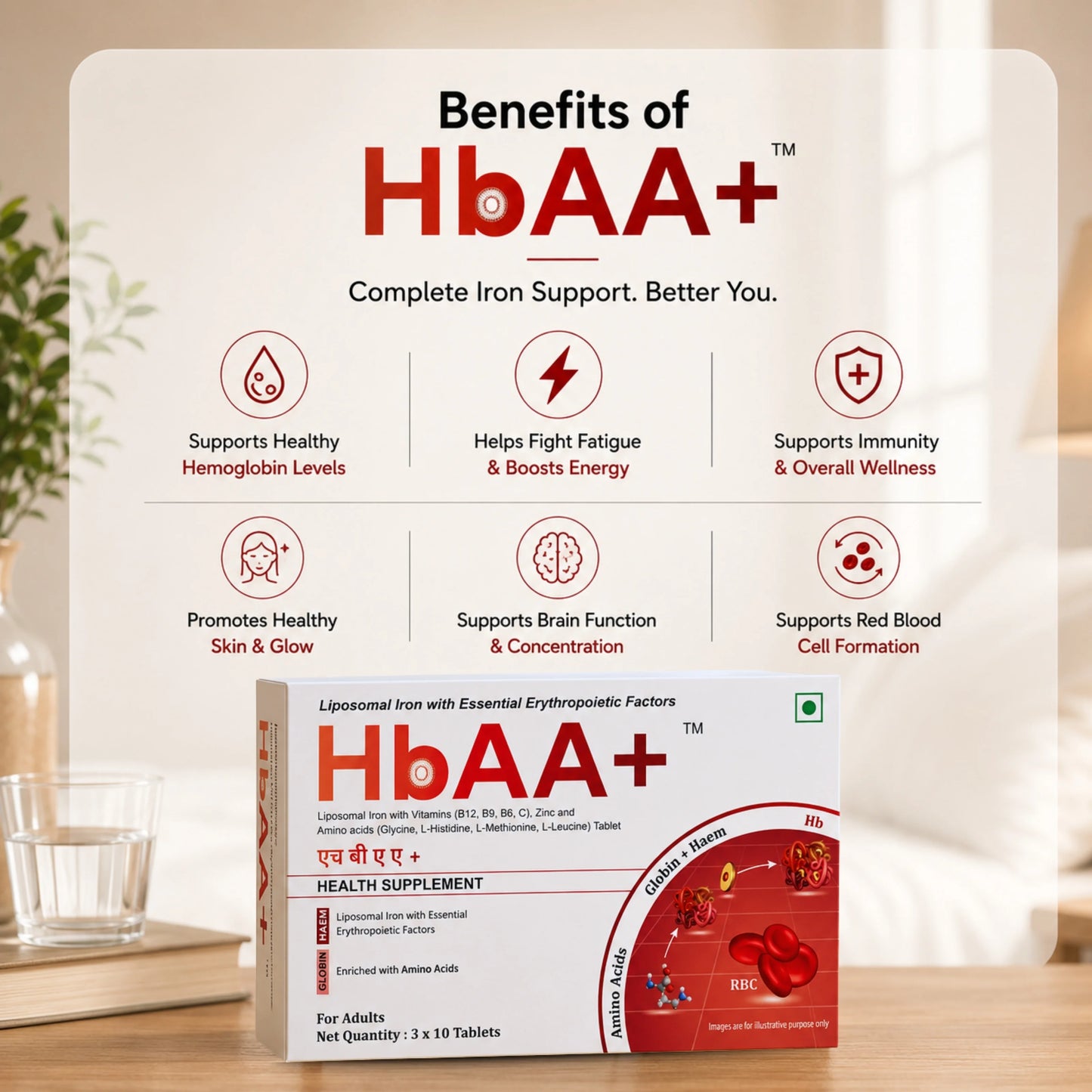 HBAA+ –  Iron Supplement Designed for Maximum Absorption, Zero Discomfort