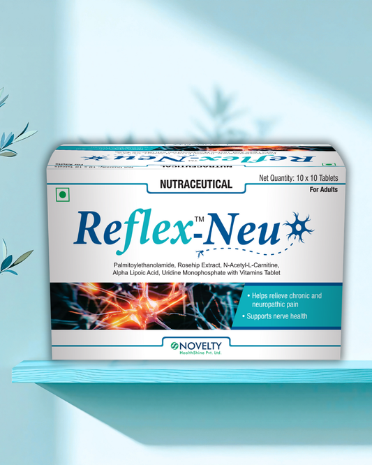 Box of Reflex-Neu supplement on a light blue background