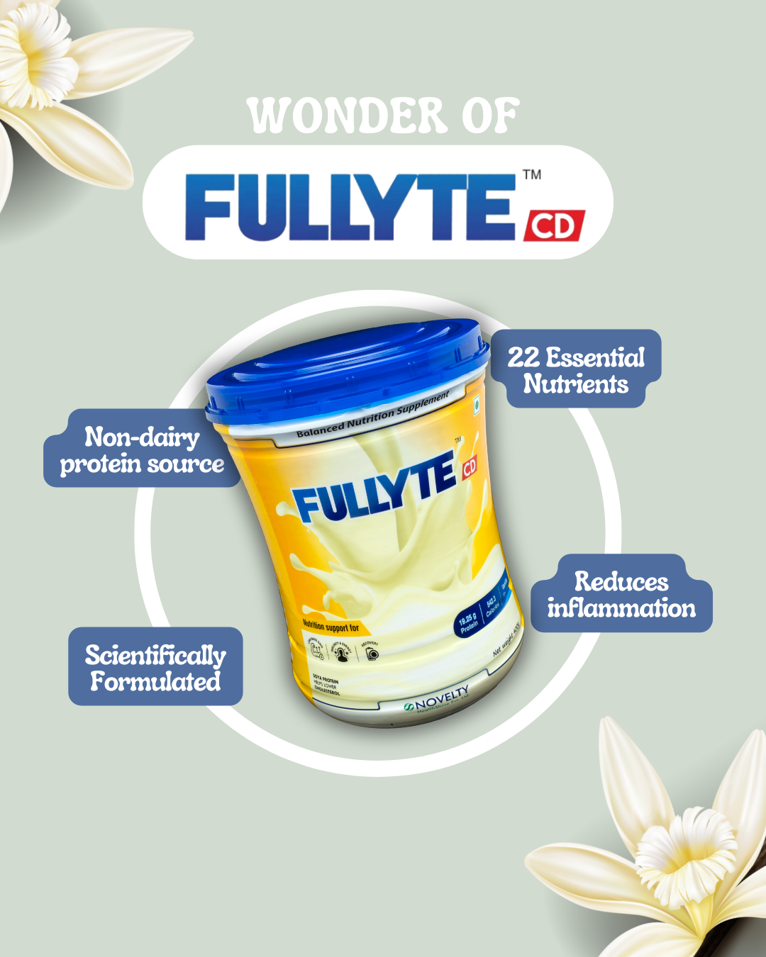 Non-dairy protein source with 22 essential nutrients scientifically formulated to reduce inflammation