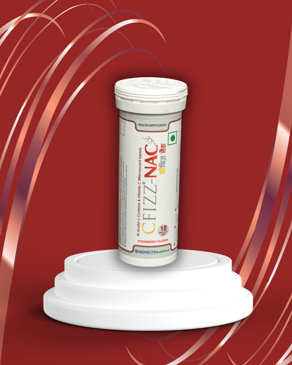 Supplement container on a red background